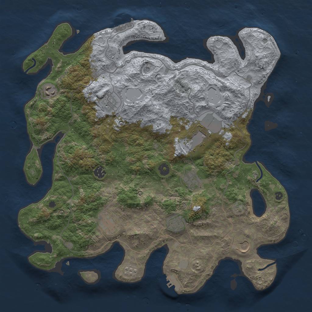 Rust Map: Procedural Map, Size: 4000, Seed: 9647, 16 Monuments