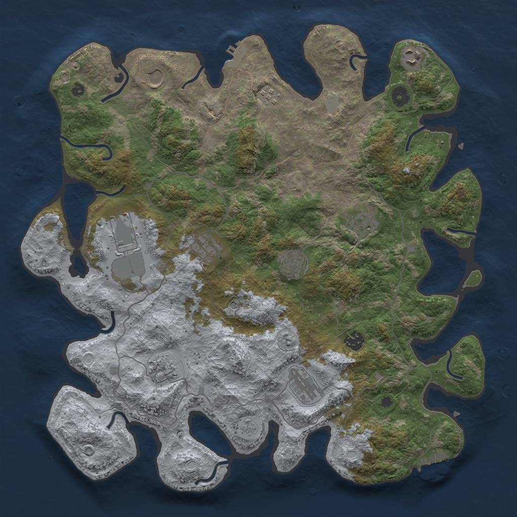 Rust Map: Procedural Map, Size: 4122, Seed: 4122, 17 Monuments