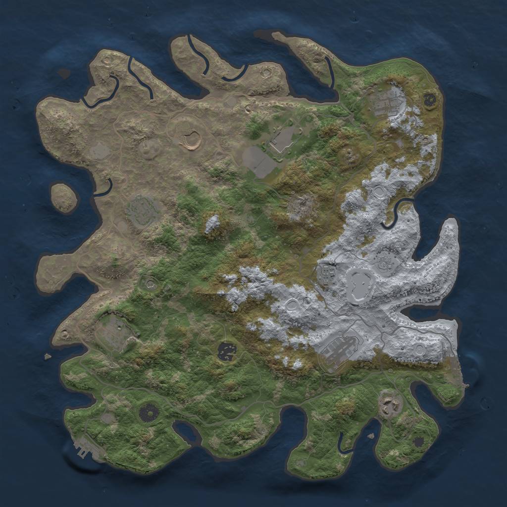 Rust Map: Procedural Map, Size: 4000, Seed: 4697, 16 Monuments