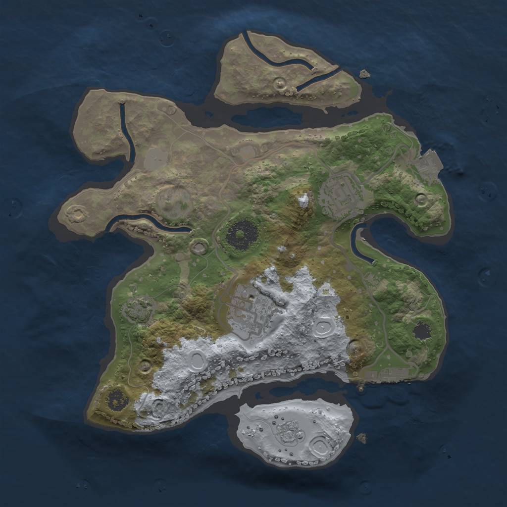 Rust Map: Procedural Map, Size: 2500, Seed: 1273391957, 8 Monuments