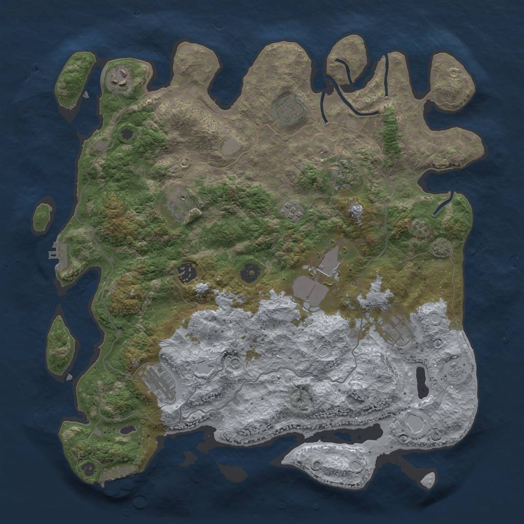 Rust Map: Procedural Map, Size: 4000, Seed: 1520363052, 17 Monuments