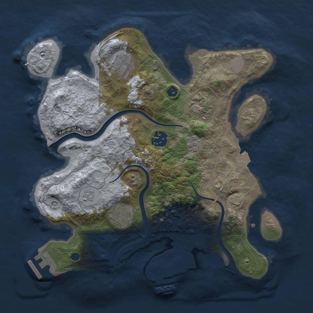 Rust Map: Procedural Map, Size: 3000, Seed: 376921743, 11 Monuments