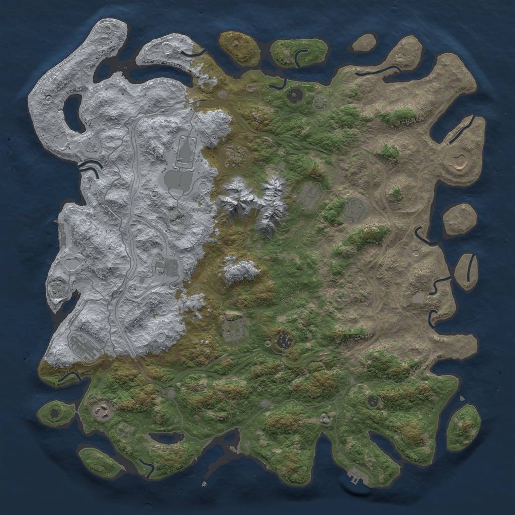 Rust Map: Procedural Map, Size: 5000, Seed: 600000, 19 Monuments