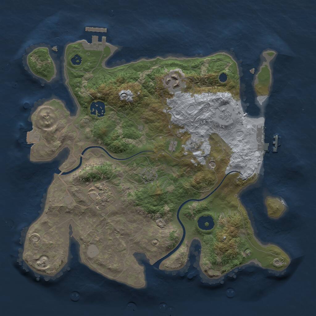 Rust Map: Procedural Map, Size: 3000, Seed: 86129, 9 Monuments