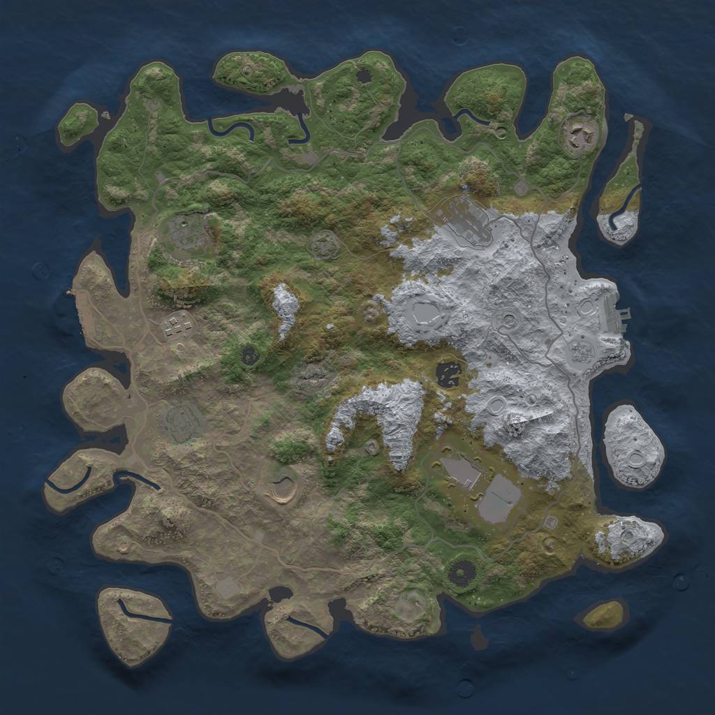 Rust Map: Procedural Map, Size: 4000, Seed: 2040508444, 16 Monuments