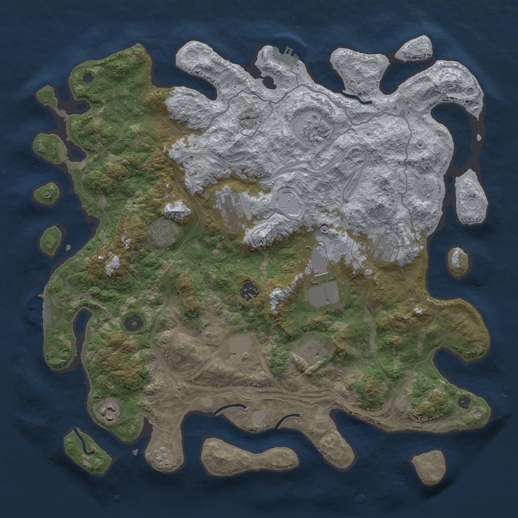 Rust Map: Procedural Map, Size: 4300, Seed: 789543554, 16 Monuments