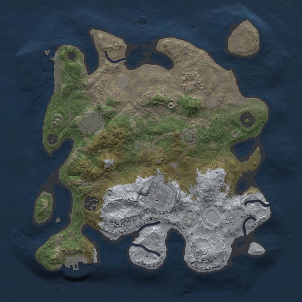 Rust Map: Procedural Map, Size: 3000, Seed: 24619, 11 Monuments