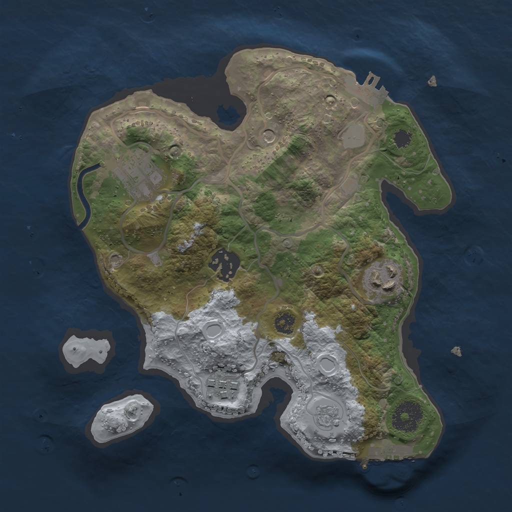 Rust Map: Procedural Map, Size: 2500, Seed: 1884146287, 11 Monuments