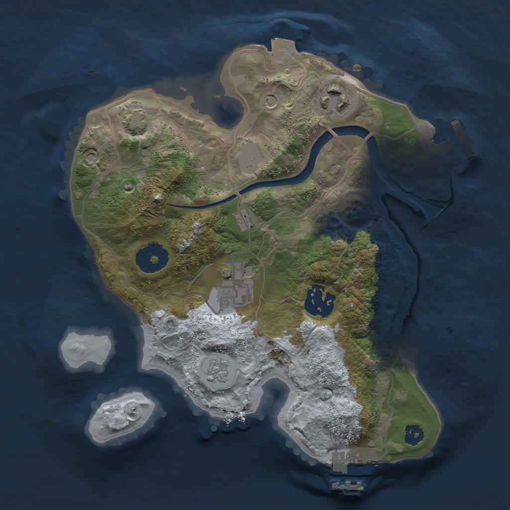 Rust Map: Procedural Map, Size: 2500, Seed: 1884146287, 9 Monuments