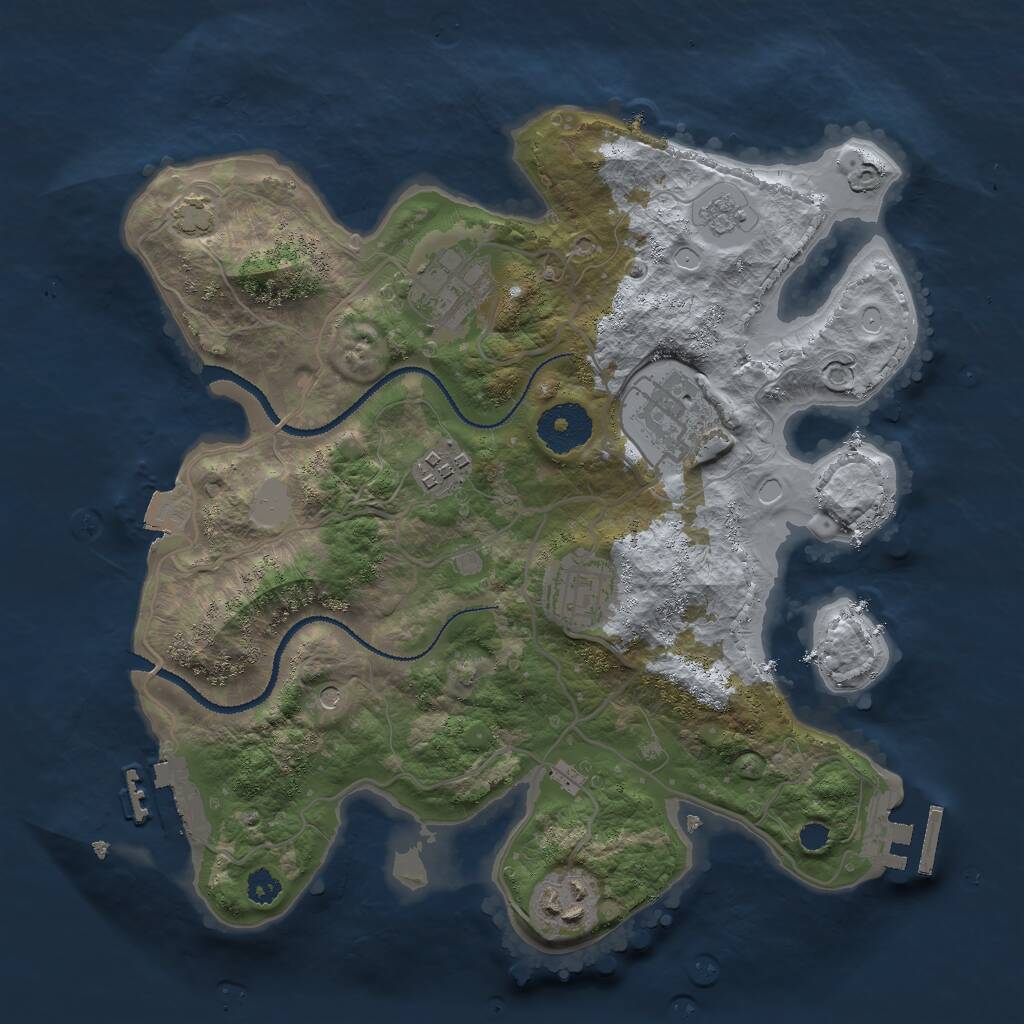 Rust Map: Procedural Map, Size: 3000, Seed: 410556010, 11 Monuments