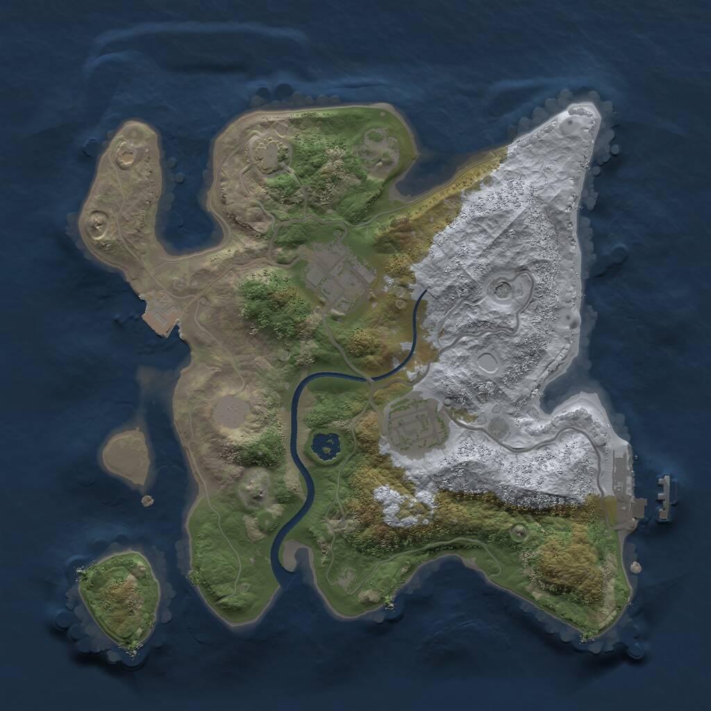 Rust Map: Procedural Map, Size: 2500, Seed: 123213529, 6 Monuments