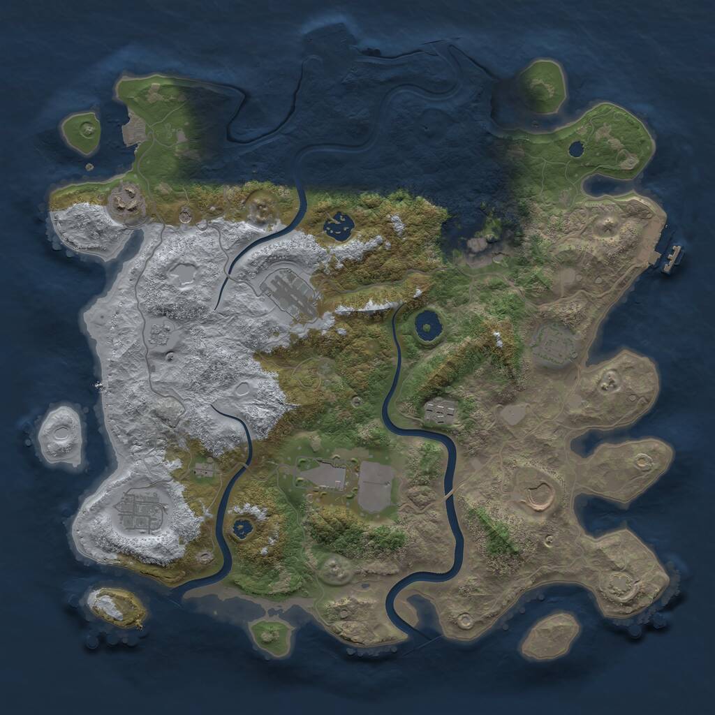 Rust Map: Procedural Map, Size: 3800, Seed: 5386, 15 Monuments