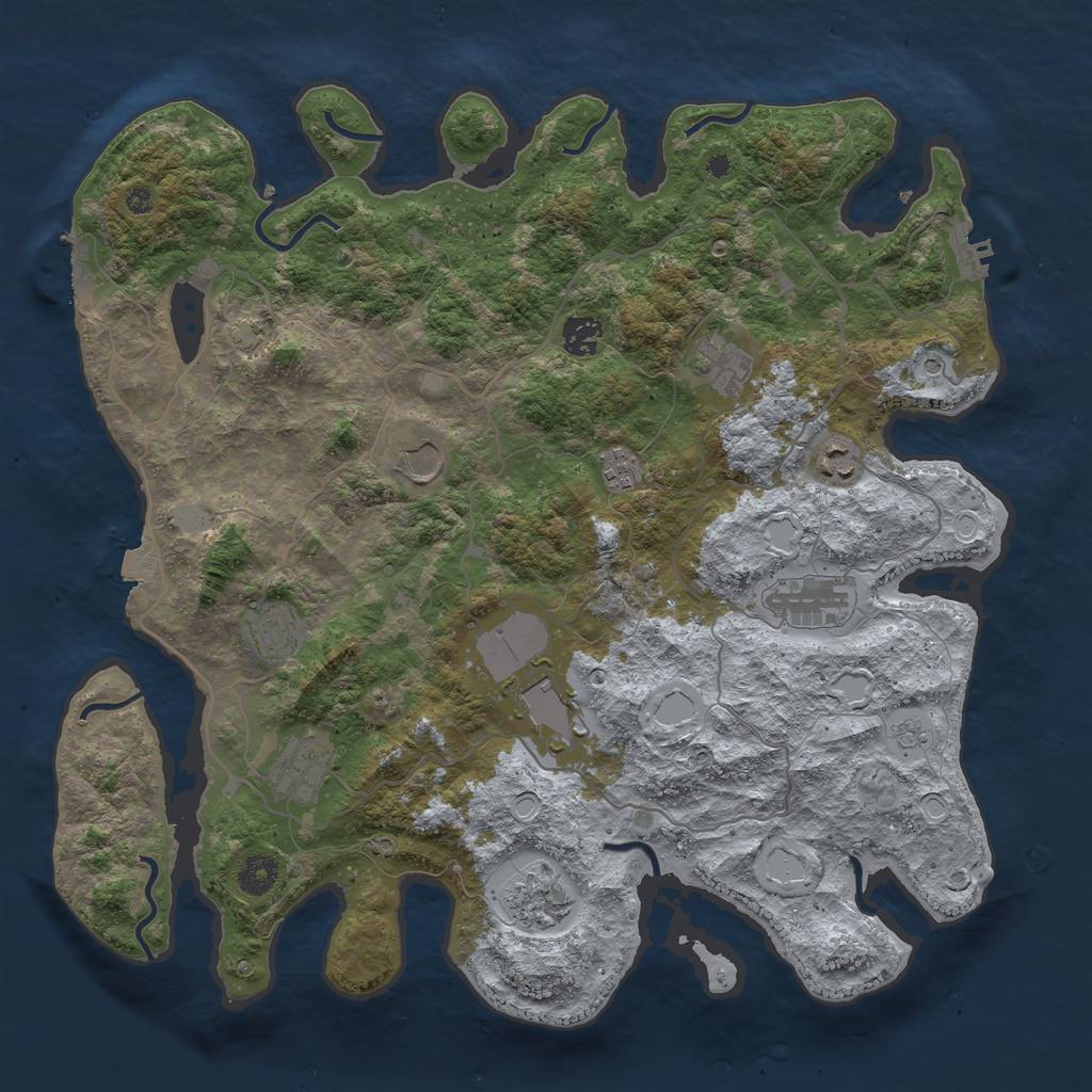 Rust Map: Procedural Map, Size: 4000, Seed: 133733, 18 Monuments