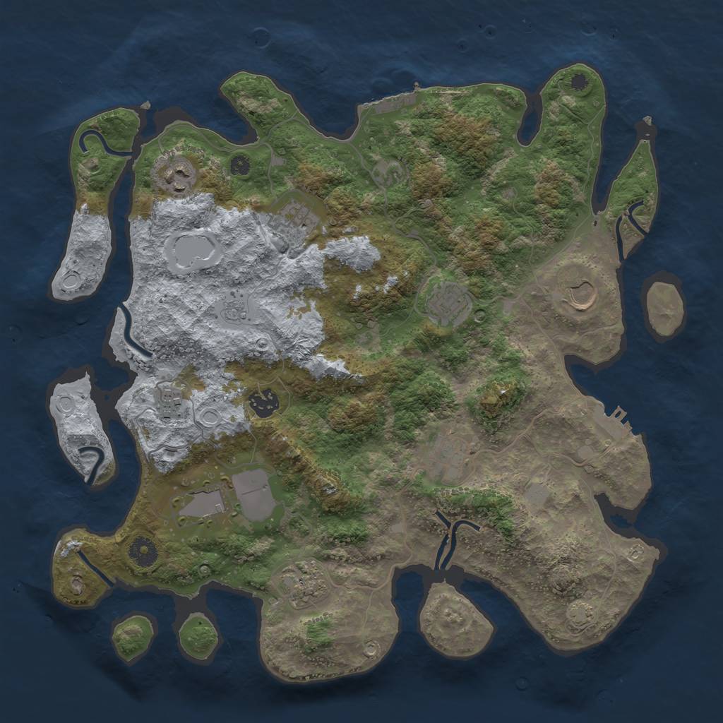 Rust Map: Procedural Map, Size: 3750, Seed: 69133769, 16 Monuments