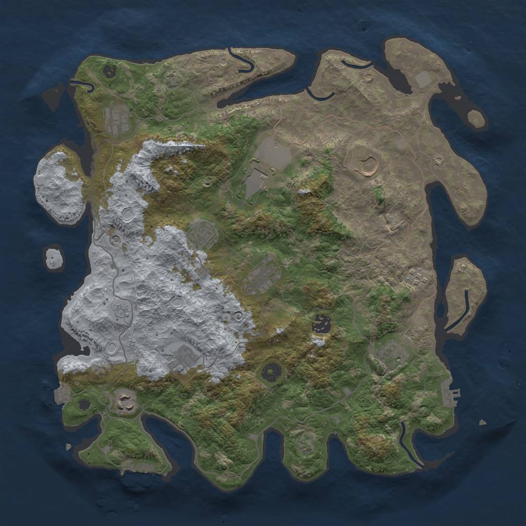 Rust Map: Procedural Map, Size: 4000, Seed: 815123, 18 Monuments
