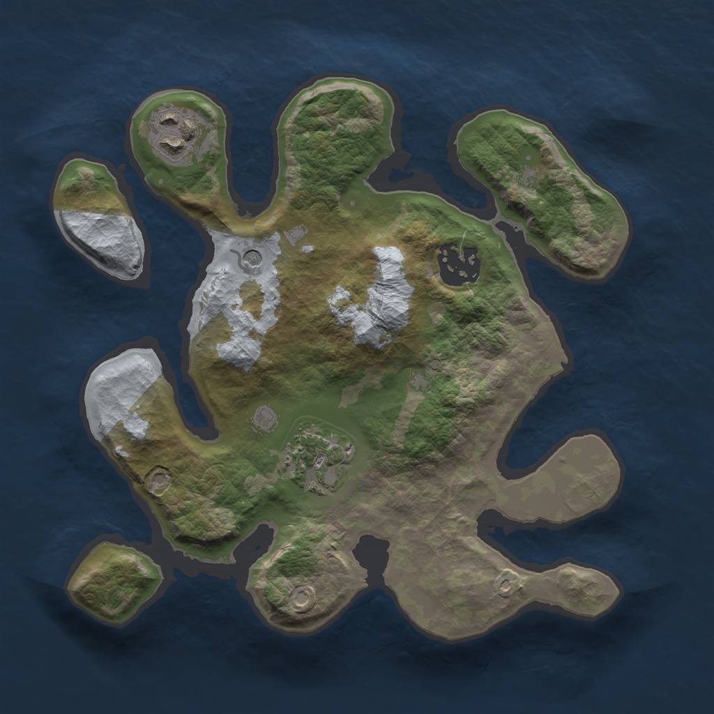 Rust Map: Barren, Size: 2400, Seed: 1234567, 6 Monuments