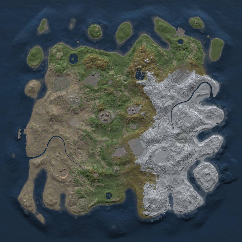 Rust Map: Procedural Map, Size: 3700, Seed: 54431, 13 Monuments