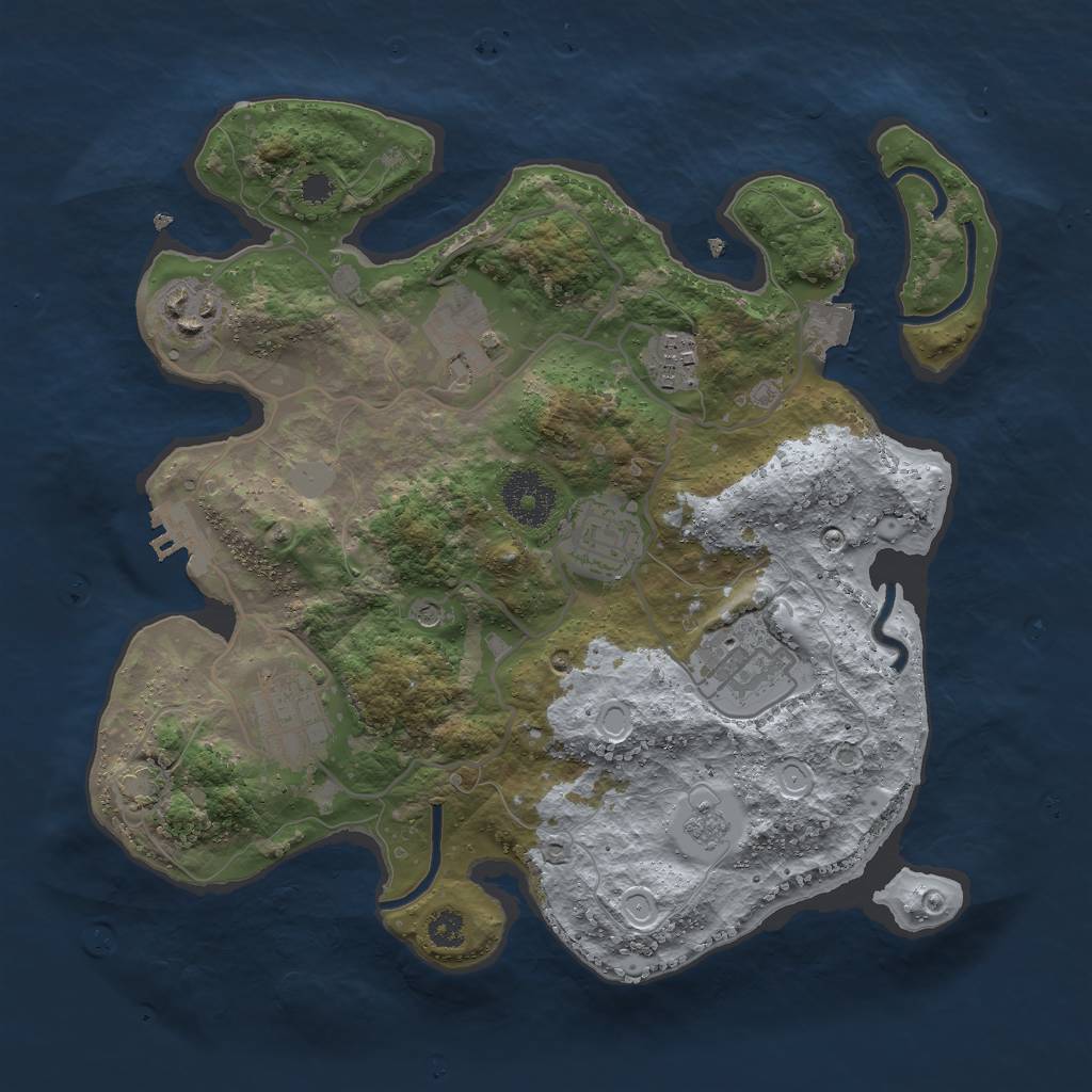 Rust Map: Procedural Map, Size: 3000, Seed: 574470, 13 Monuments
