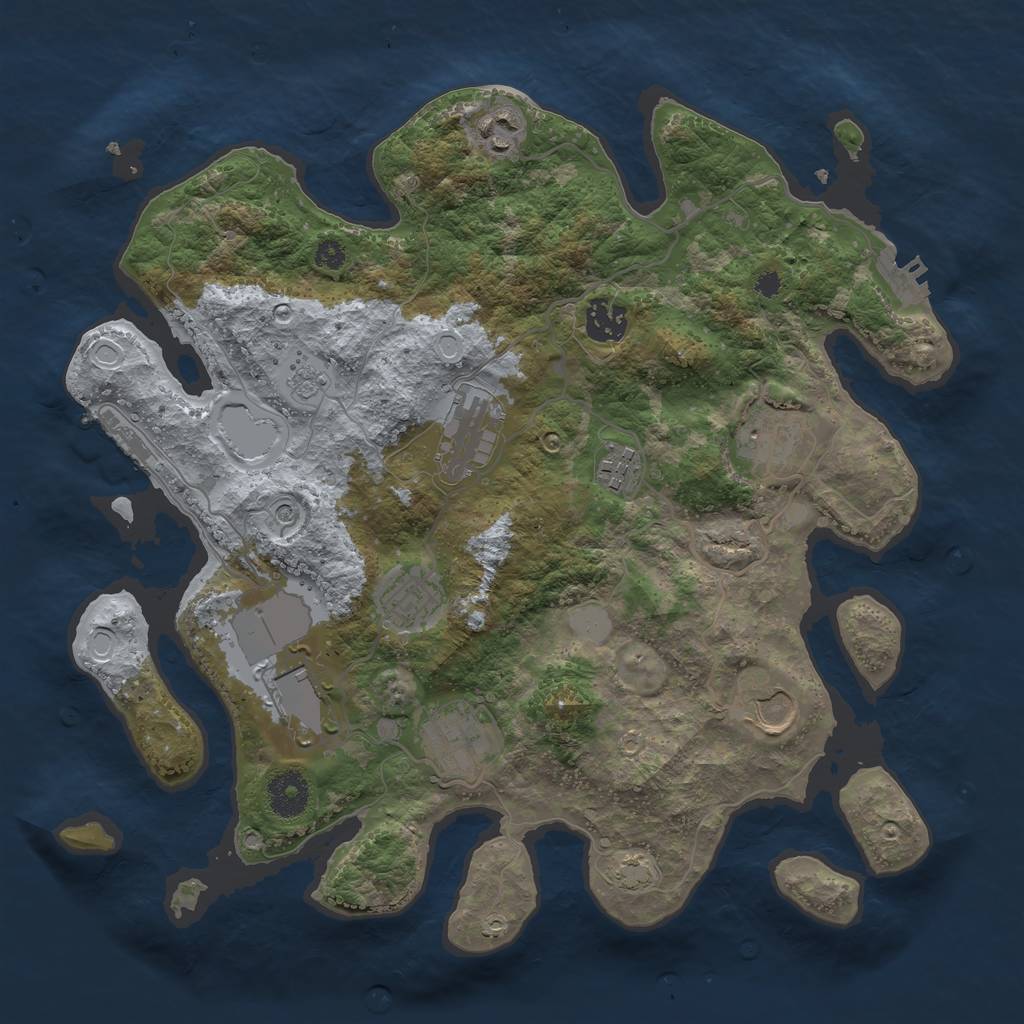 Rust Map: Procedural Map, Size: 3500, Seed: 1676867651, 17 Monuments