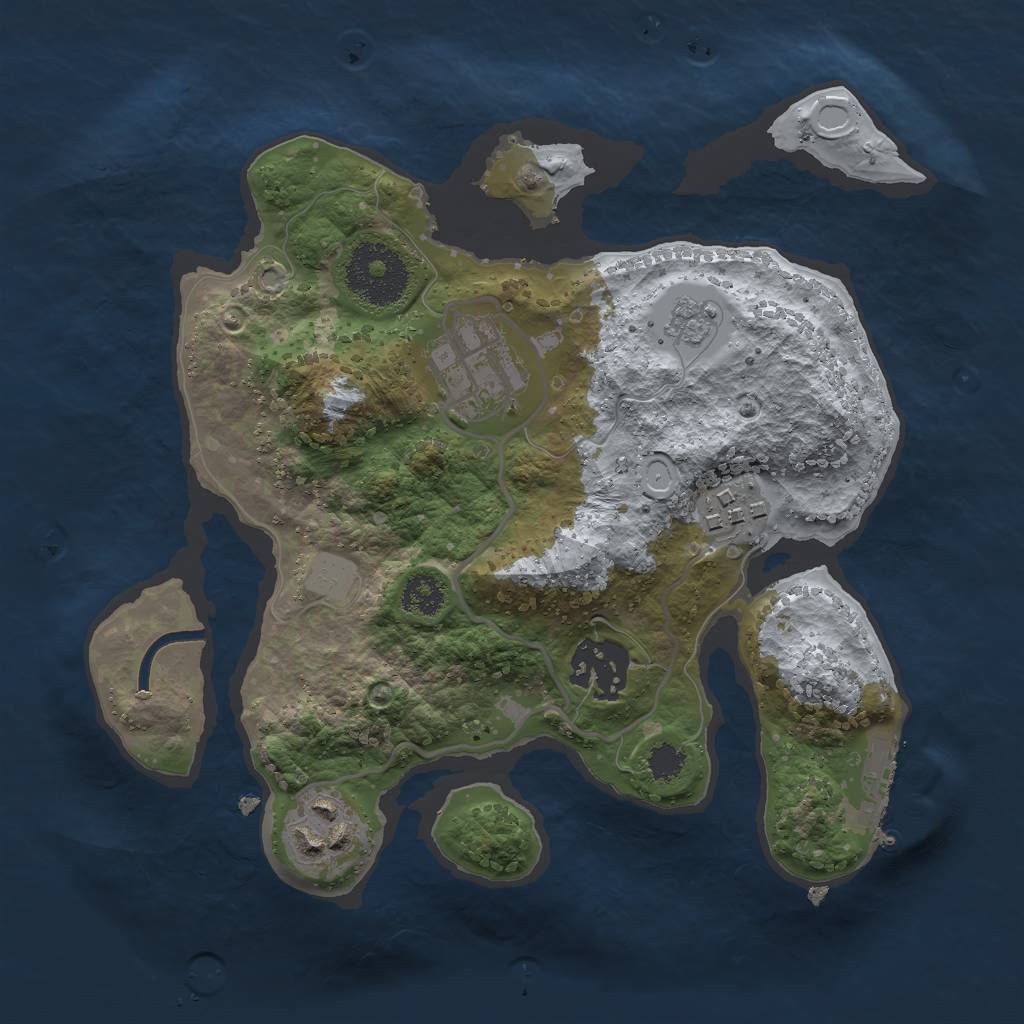 Rust Map: Procedural Map, Size: 2500, Seed: 1577416855, 9 Monuments