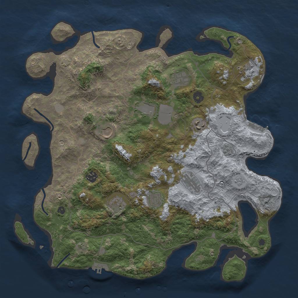 Rust Map: Procedural Map, Size: 4000, Seed: 512, 18 Monuments