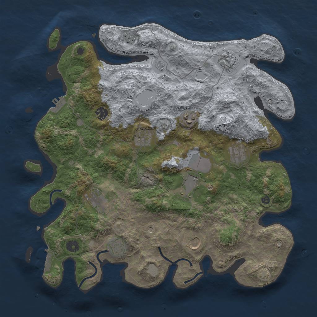 Rust Map: Procedural Map, Size: 3800, Seed: 12344444, 18 Monuments