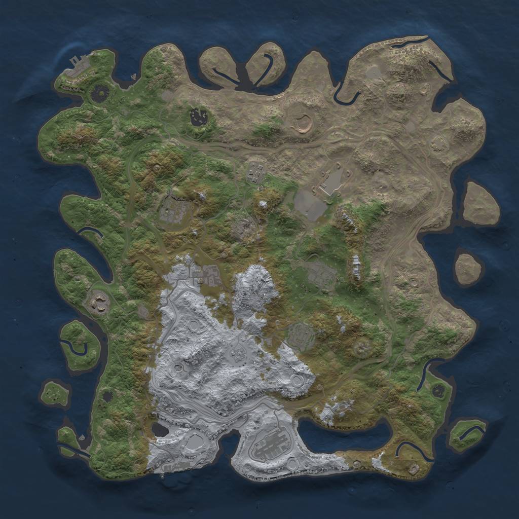 Rust Map: Procedural Map, Size: 4250, Seed: 1937036611, 18 Monuments