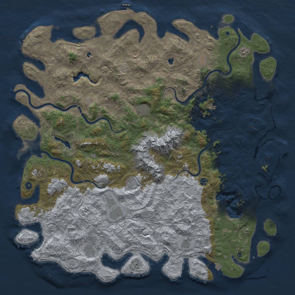 Rust Map: Procedural Map, Size: 6000, Seed: 596613815, 17 Monuments