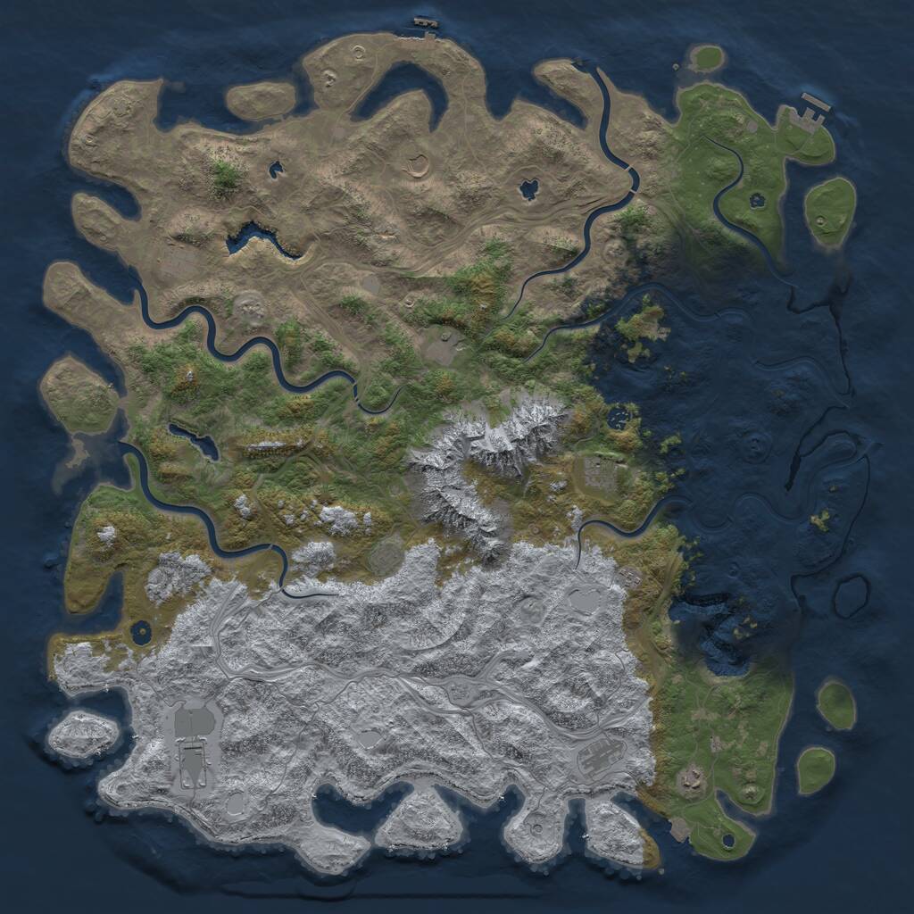 Rust Map: Procedural Map, Size: 6000, Seed: 596613815, 17 Monuments