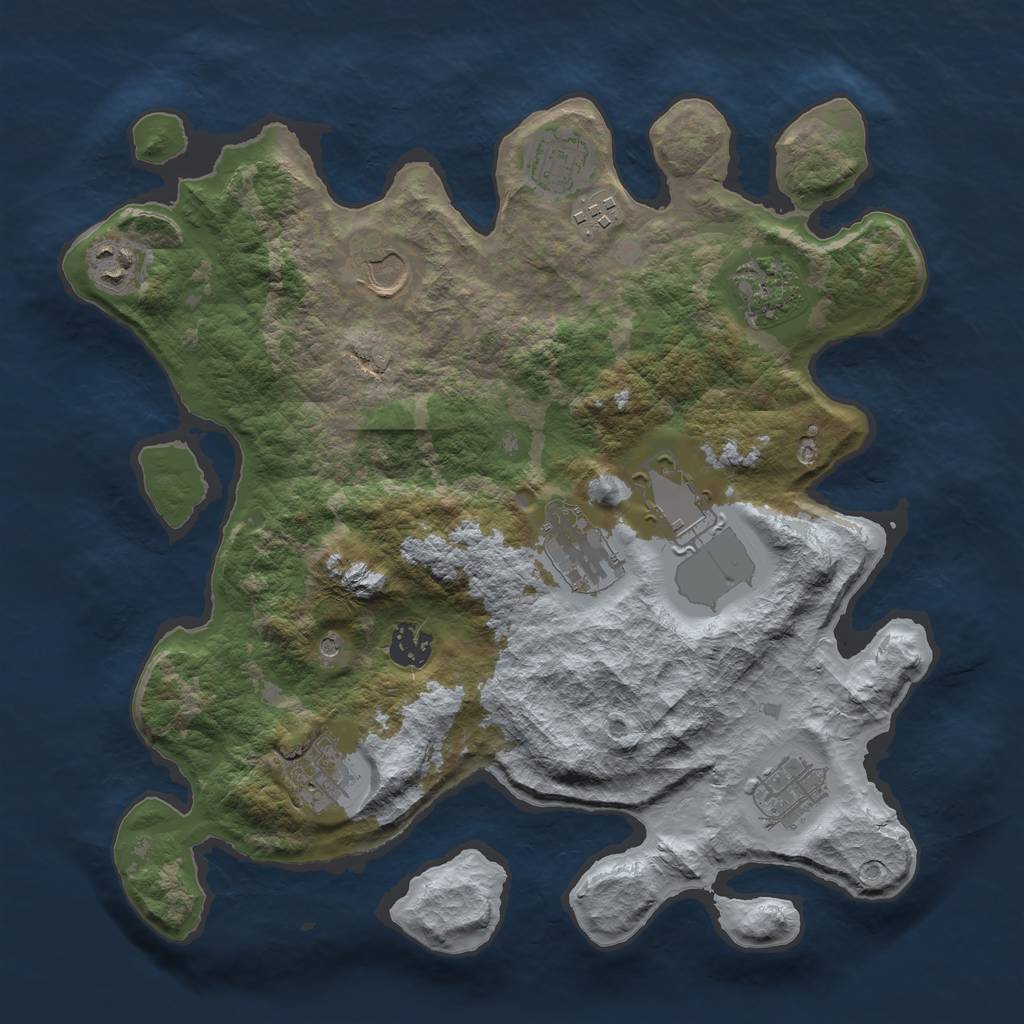 Rust Map: Barren, Size: 3500, Seed: 526375, 13 Monuments