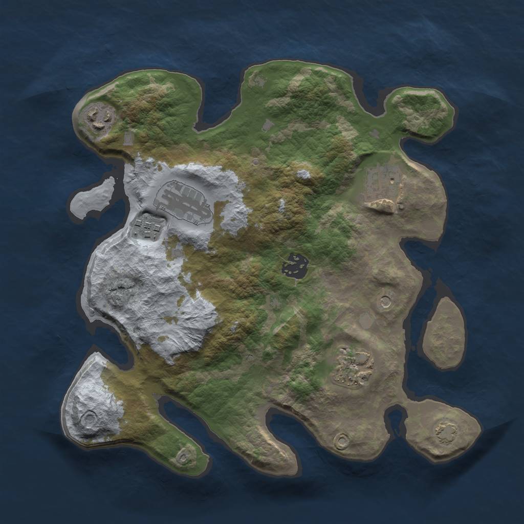 Rust Map: Barren, Size: 3000, Seed: 1628333995, 10 Monuments