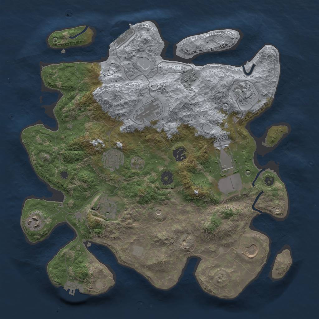 Rust Map: Procedural Map, Size: 3500, Seed: 1515554868, 16 Monuments