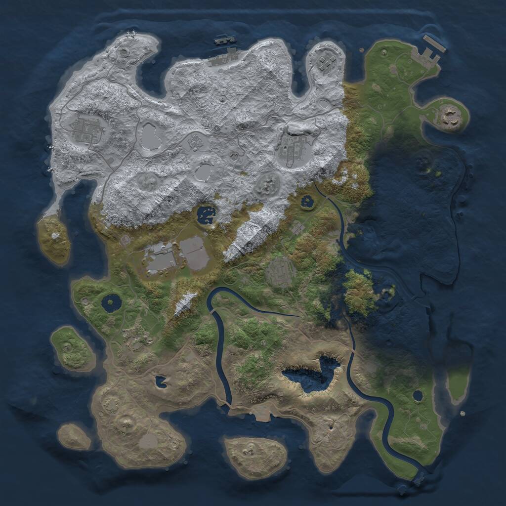 Rust Map: Procedural Map, Size: 4000, Seed: 1712336274, 14 Monuments