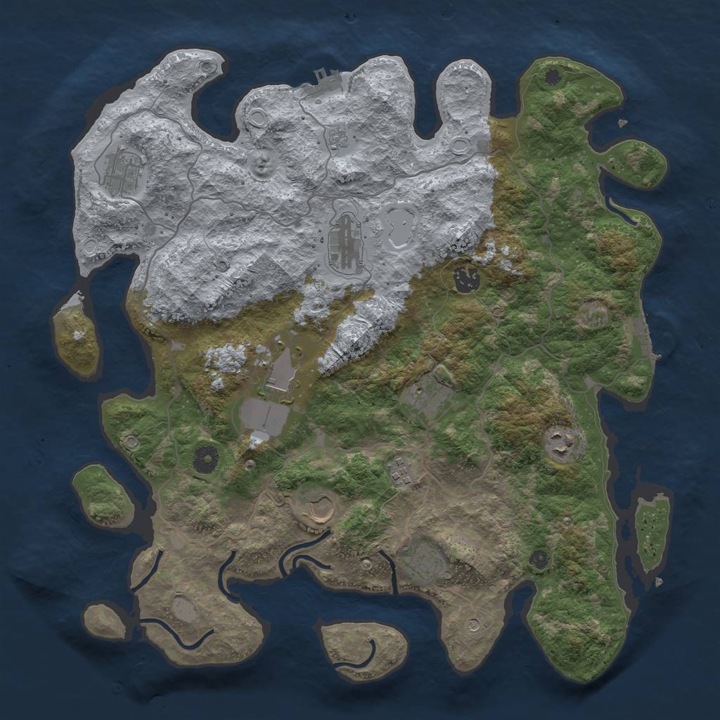 Rust Map: Procedural Map, Size: 4000, Seed: 1712336274, 16 Monuments