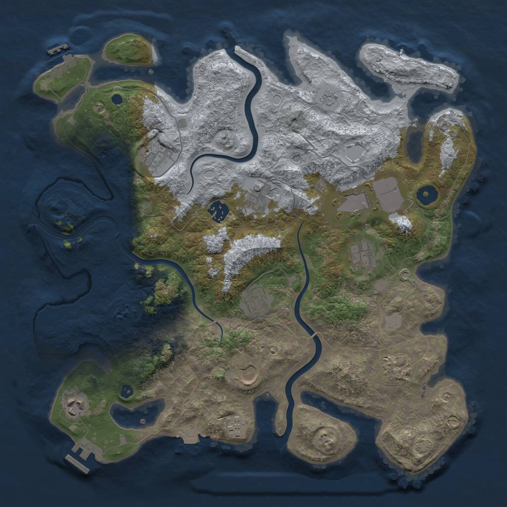 Rust Map: Procedural Map, Size: 3800, Seed: 555536, 16 Monuments