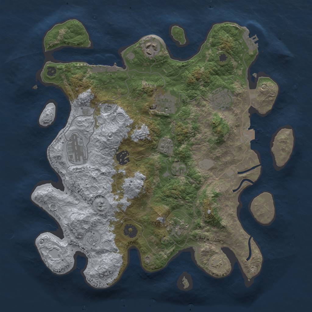 Rust Map: Procedural Map, Size: 3368, Seed: 3487, 15 Monuments