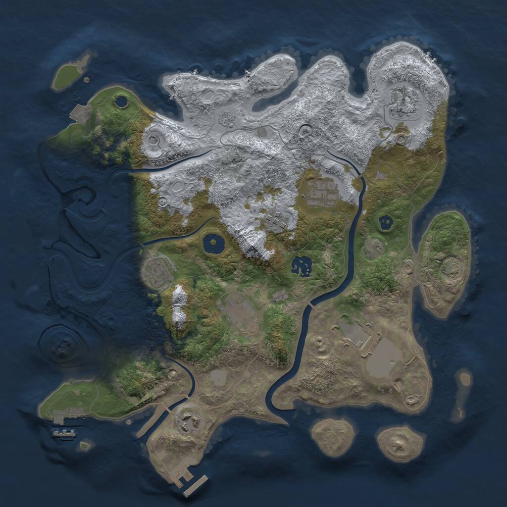Rust Map: Procedural Map, Size: 3550, Seed: 987650, 14 Monuments