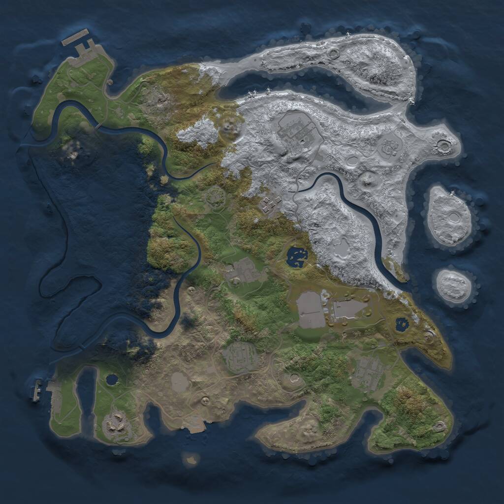Rust Map: Procedural Map, Size: 3550, Seed: 631132, 14 Monuments
