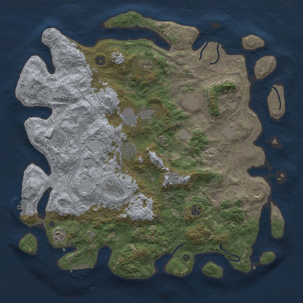Rust Map: Procedural Map, Size: 4500, Seed: 1271480750, 18 Monuments