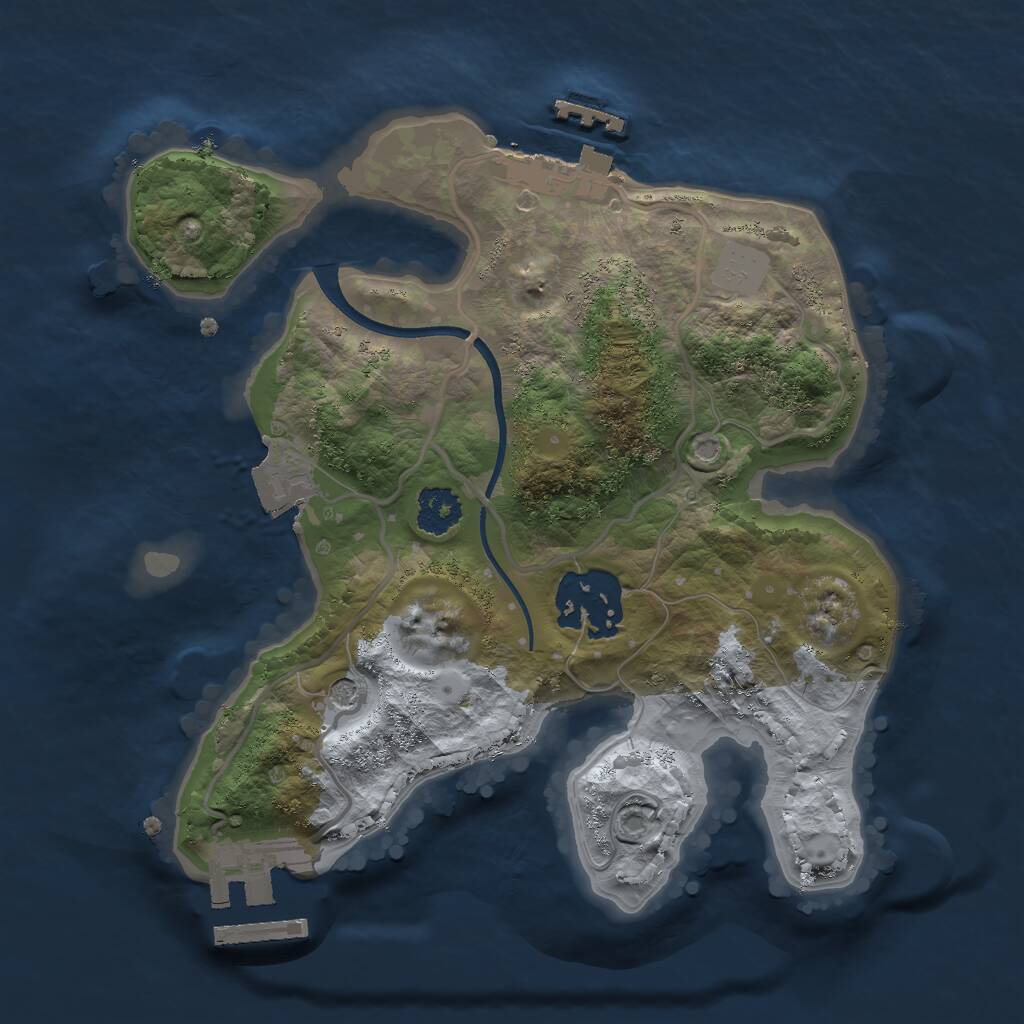 Rust Map: Procedural Map, Size: 2200, Seed: 37496997, 5 Monuments