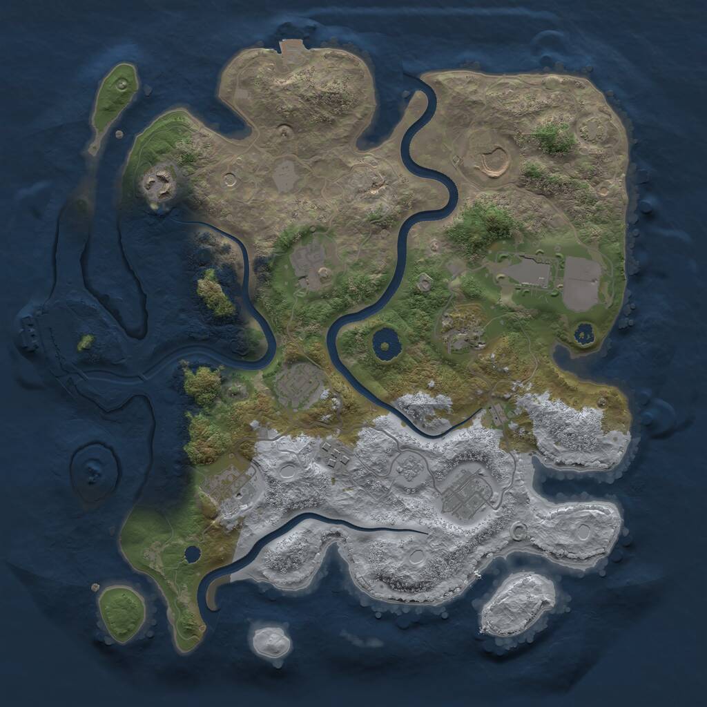 Rust Map: Procedural Map, Size: 3500, Seed: 574244522, 14 Monuments