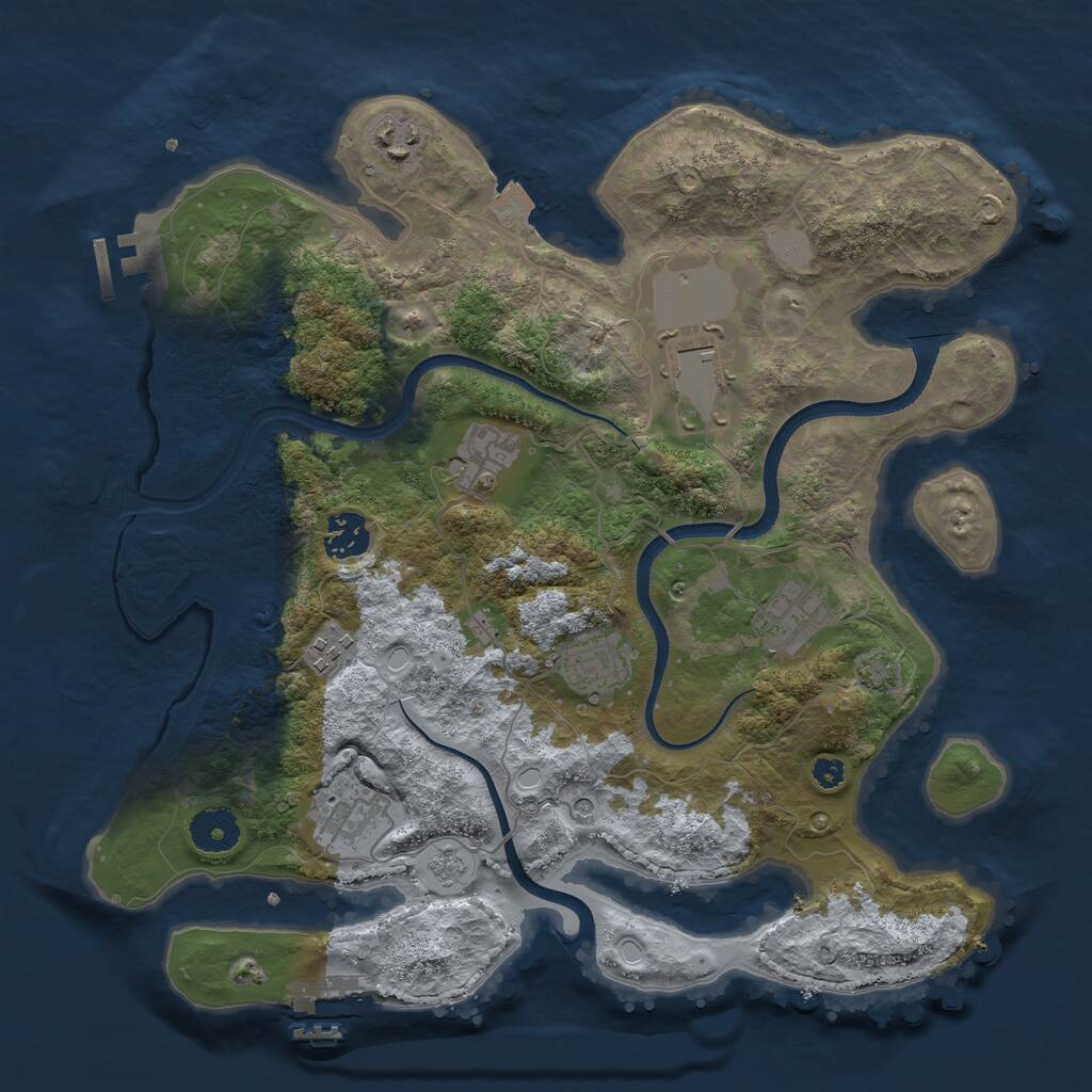 Rust Map: Procedural Map, Size: 3500, Seed: 122091, 14 Monuments