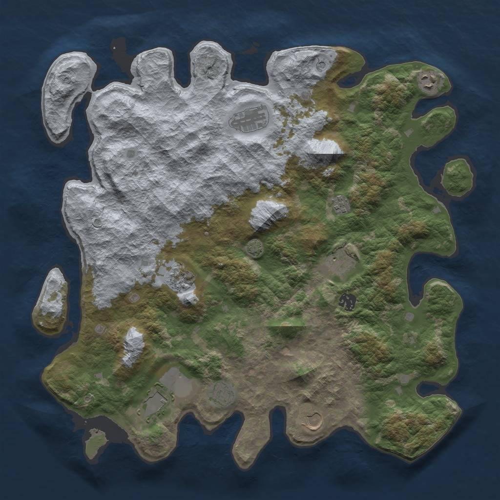 Rust Map: Barren, Size: 4250, Seed: 25132991, 13 Monuments