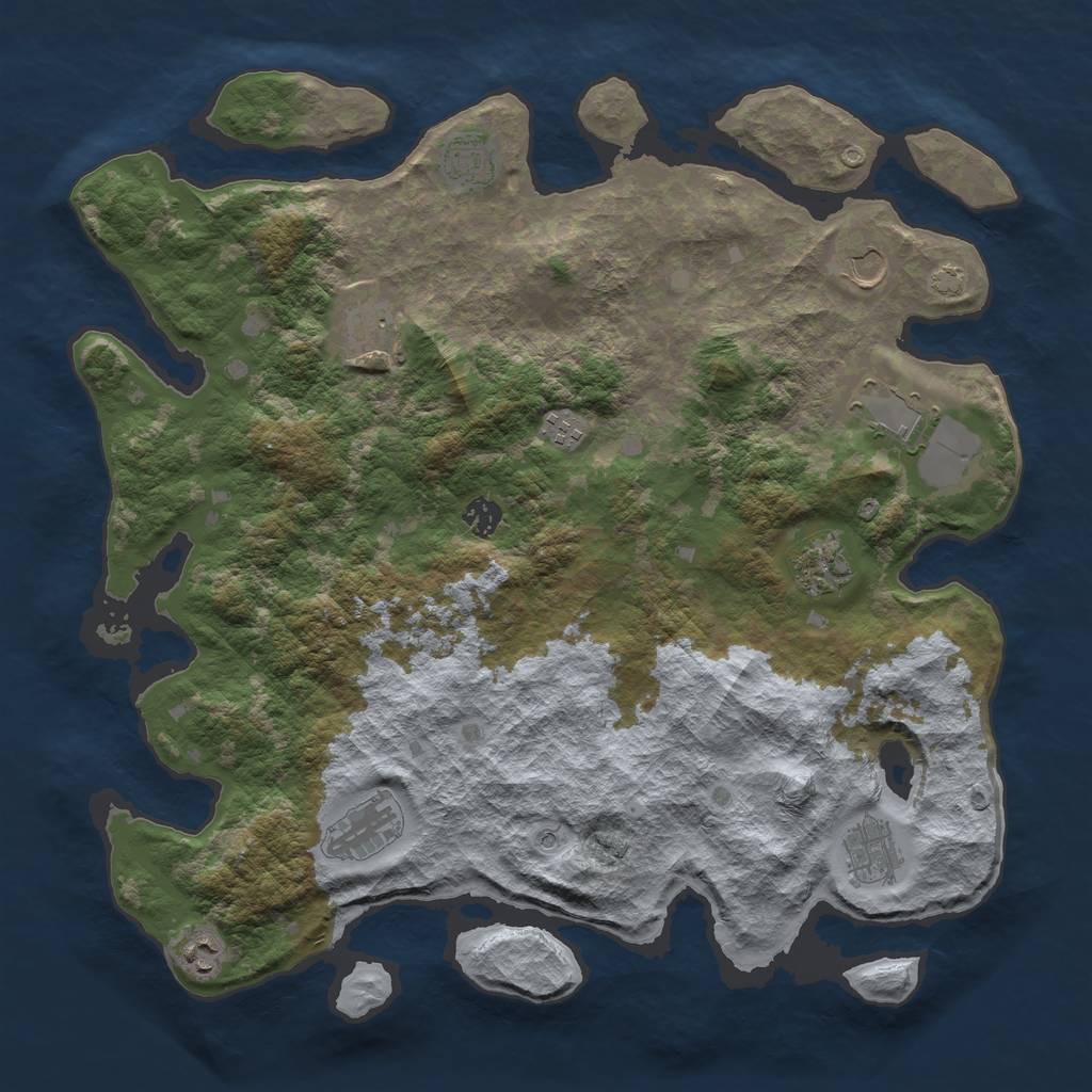 Rust Map: Barren, Size: 4250, Seed: 783657946, 14 Monuments