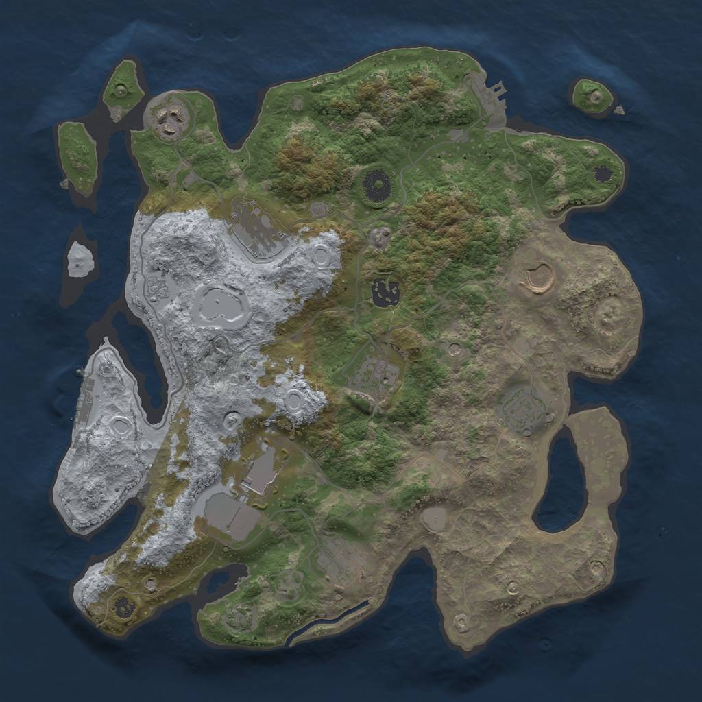 Rust Map: Procedural Map, Size: 3500, Seed: 5250, 16 Monuments