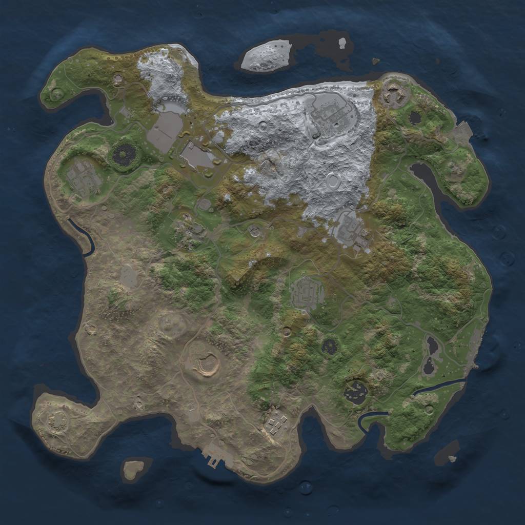 Rust Map: Procedural Map, Size: 3500, Seed: 1733043928, 17 Monuments