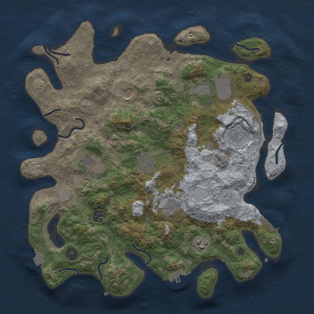 Rust Map: Procedural Map, Size: 3800, Seed: 785432, 17 Monuments