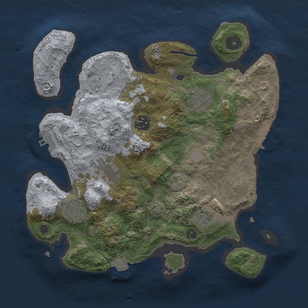 Rust Map: Procedural Map, Size: 3000, Seed: 447313544, 12 Monuments