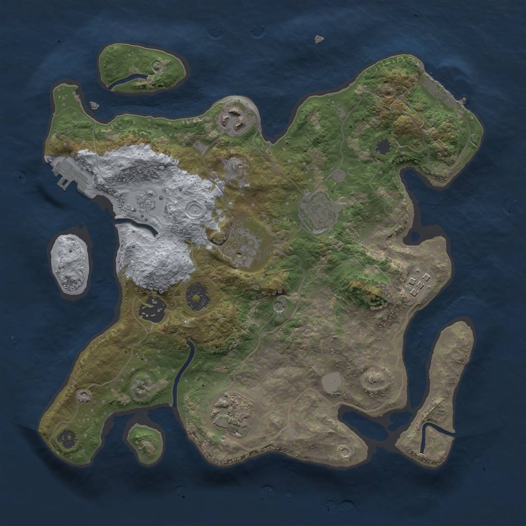 Rust Map: Procedural Map, Size: 3000, Seed: 128607612, 13 Monuments
