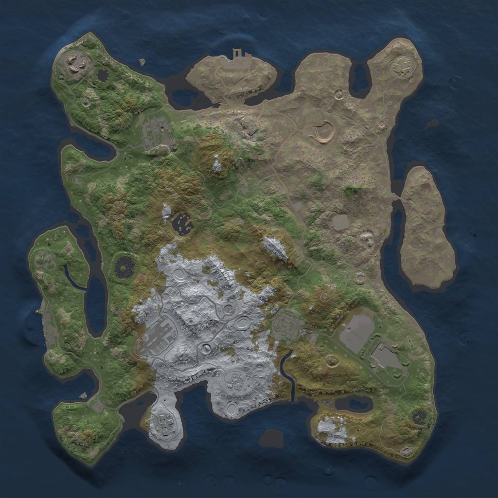 Rust Map: Procedural Map, Size: 3500, Seed: 1126736867, 16 Monuments